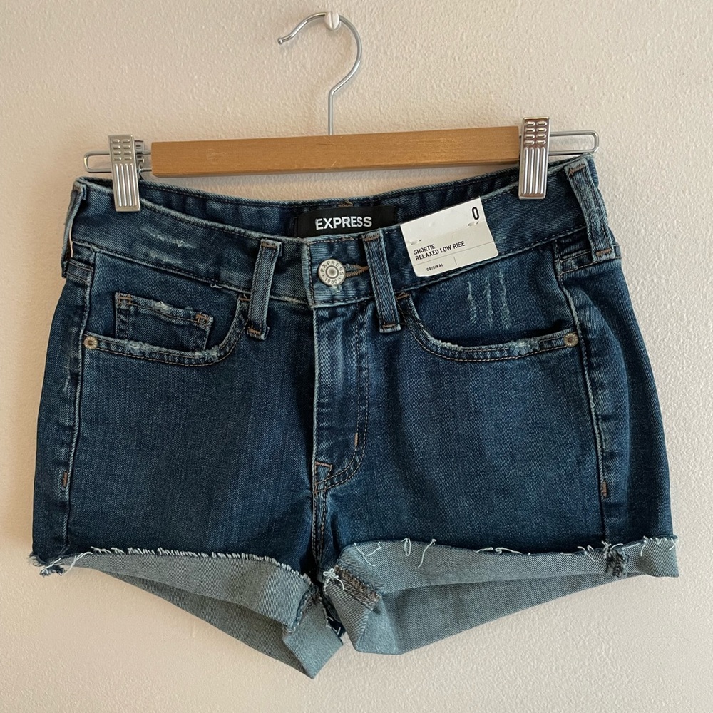 express low rise jean shorts